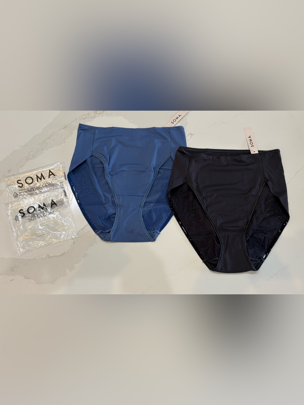 Soma Seamless High-Waist Briefs - Navy Blue & Black